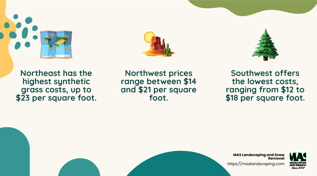 Cost per square foot of artificial grass across different regions - synthetic grass price per square foot infographic 3_facts_emoji_nature