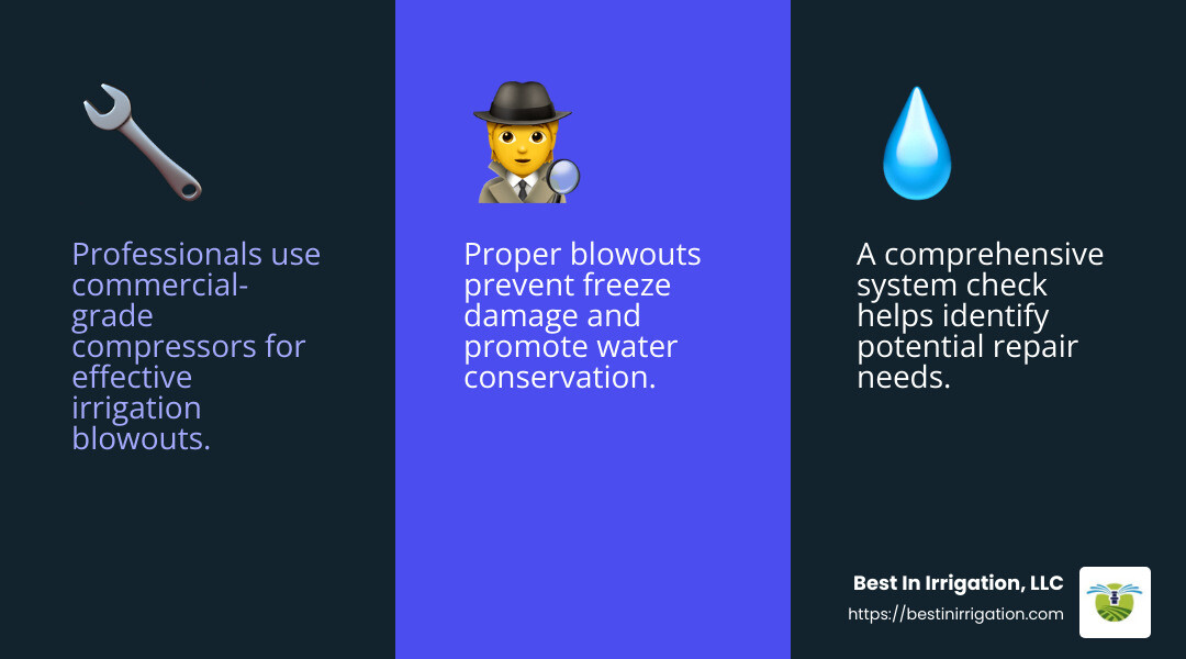 Hiring a professional for irrigation blowout ensures efficiency and safety. - blow out irrigation system infographic 3<em>facts</em>emoji_blue