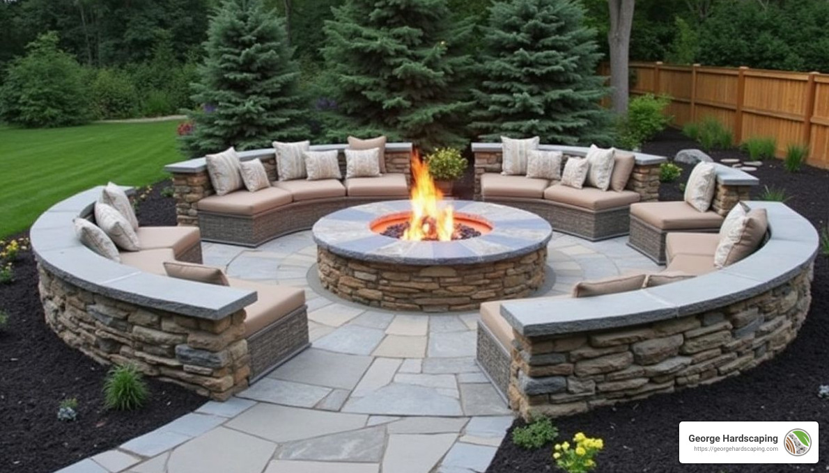 Custom Firepit Installation by George Hardscaping - landscapers north shore