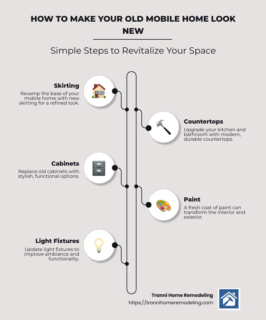 Mobile Home Refurbishment Checklist - mobile home refurbishment companies infographic infographic-line-5-steps-neat_beige