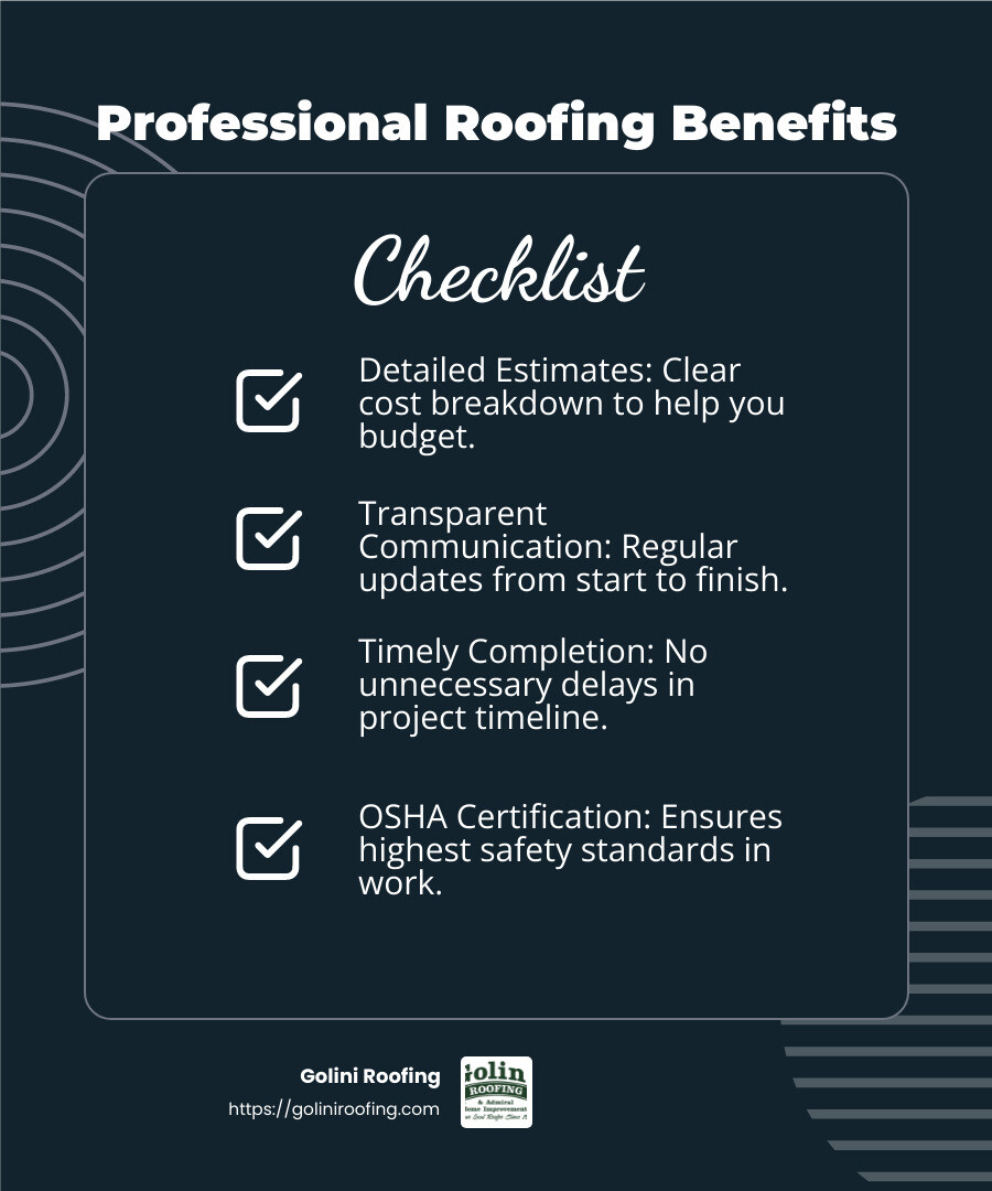 Safety First - Roofing Company Beverly MA infographic checklist-dark-blue