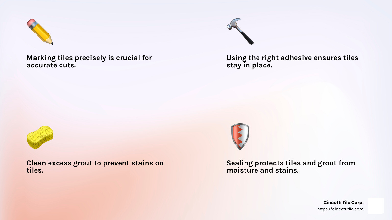Properly sealed tiles are crucial for long-lasting bathroom installations. - bathroom tile installation billerica ma infographic 4_facts_emoji_light-gradient