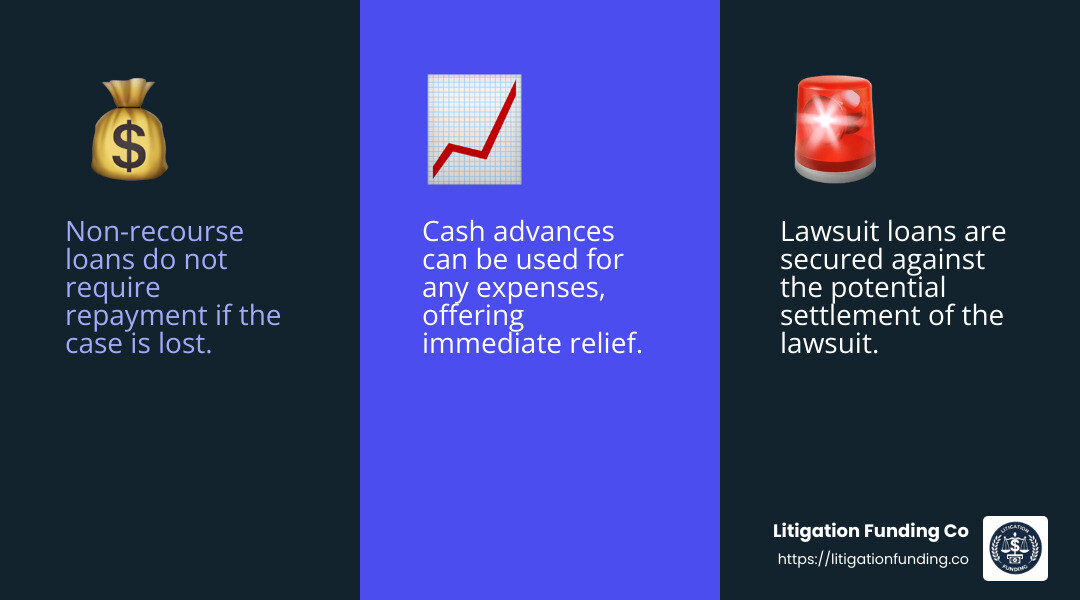 Non-Recourse Loans Explained - borrow against settlement infographic 3_facts_emoji_blue
