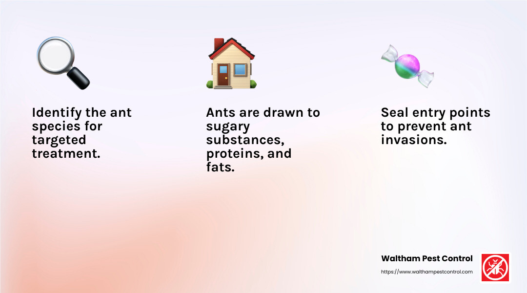 Understanding ant behavior is key to effective commercial ant control. - commercial ant control infographic 3_facts_emoji_light-gradient