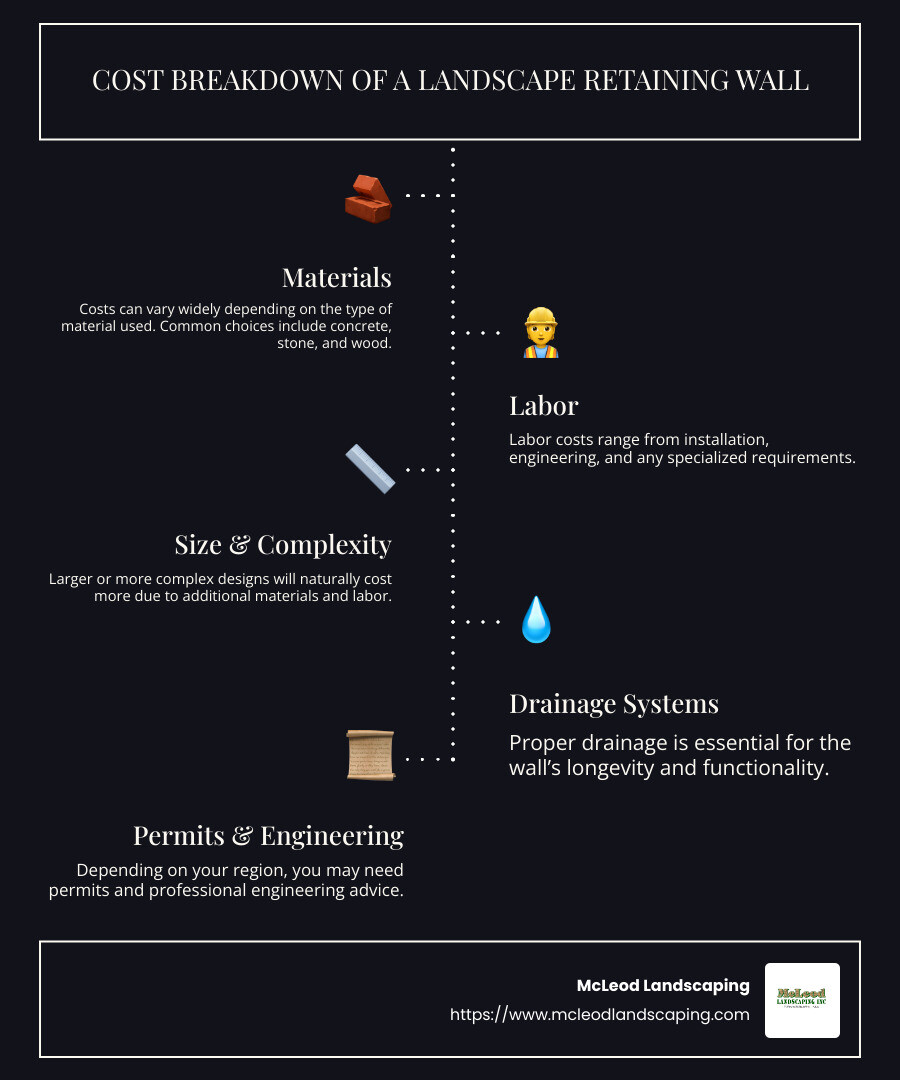 Cost Breakdown of Retaining Wall - how much does a landscape retaining wall cost infographic infographic-line-5-steps-dark
