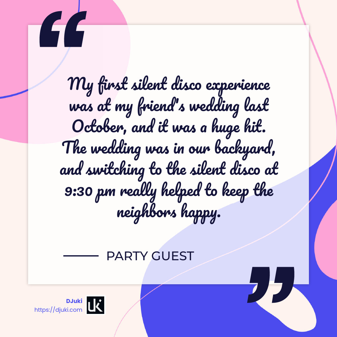 Silent disco testimonial - Silent disco birthday party infographic simple-quote-colorful