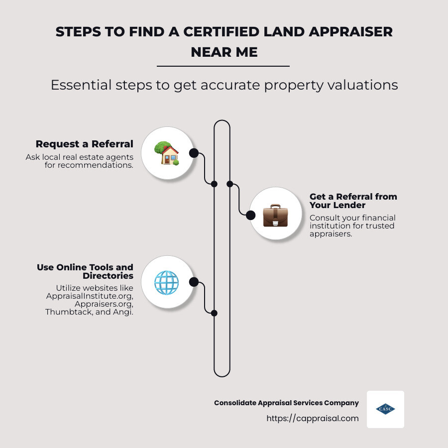 Steps to Find a Certified Land Appraiser - certified land appraiser near me infographic infographic-line-3-steps-neat_beige Steps to Find a Certified Land Appraiser - certified land appraiser near me infographic infographic-line-3-steps-neat_beige