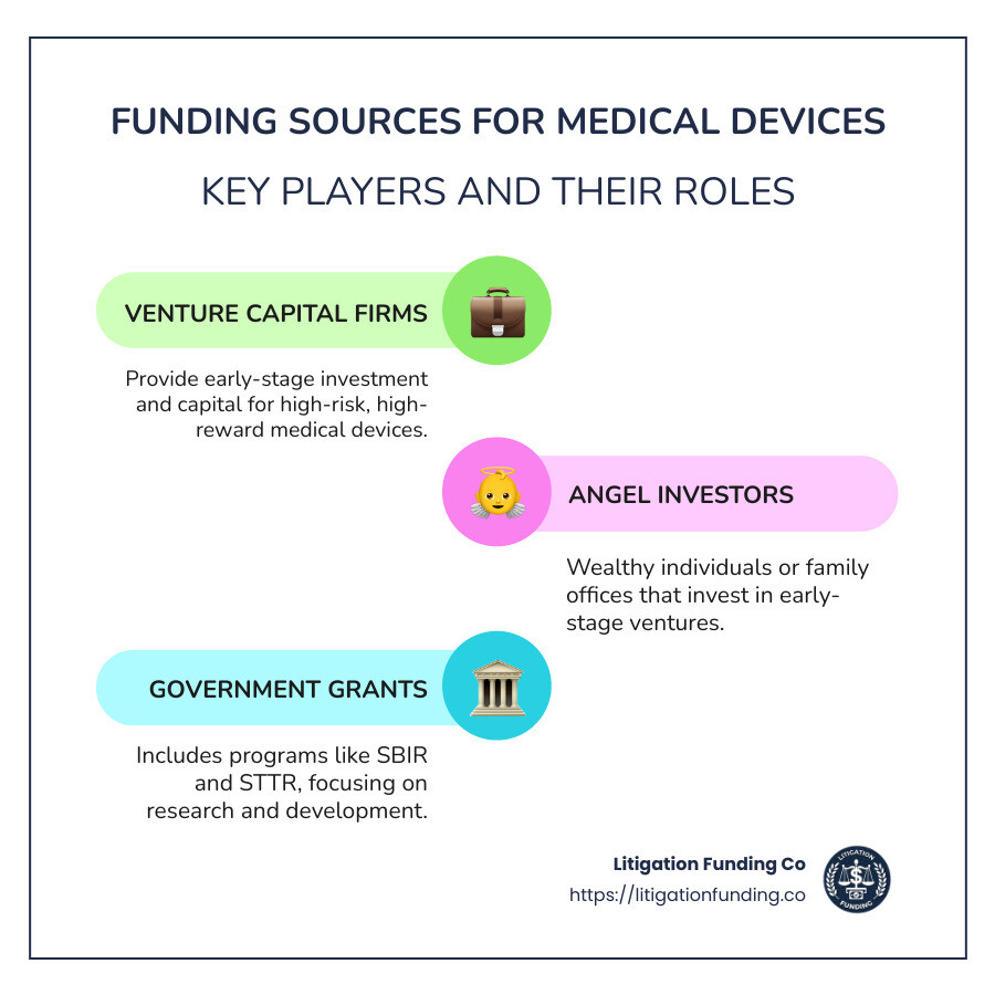 Infographic on Medical Device Funding Sources and Costs - funding for medical devices infographic infographic-line-3-steps-colors