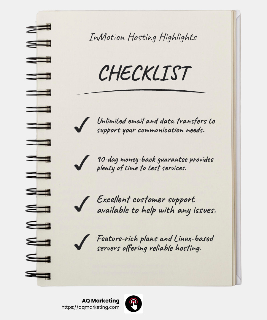 HostGator's uptime guarantee and scalability make it ideal for small businesses - top website hosting services infographic checklist-notebook