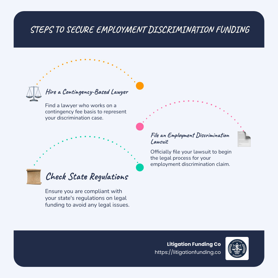 Everything you need to know about securing employment discrimination funding - employment discrimination funding infographic infographic-line-3-steps-blues-accent_colors