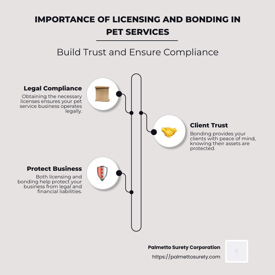 Pet services: understanding licensing and bonding requirements 1 Infographic on pet services licensing and bonding - what is licensing and bonding for pet services infographic infographic-line-3-steps-neat_beige