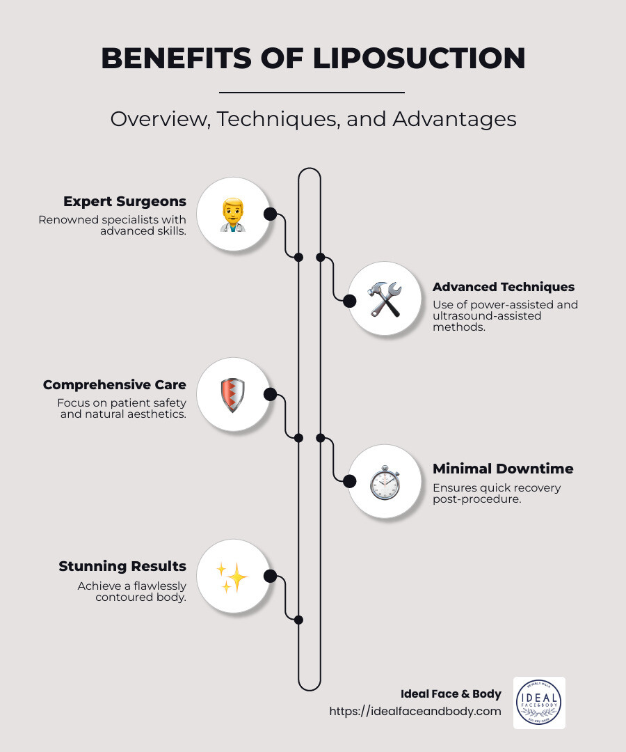Benefits of Liposuction Infographic: Overview, Techniques, and Advantages - los angeles liposuction centers beverly hills ca infographic infographic-line-5-steps-neat_beige