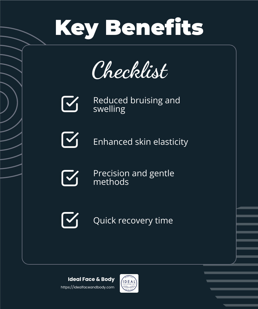 Benefits of Laser-Assisted Liposuction: Quick Recovery and Skin Tightening - los angeles liposuction centers beverly hills ca infographic checklist-dark-blue