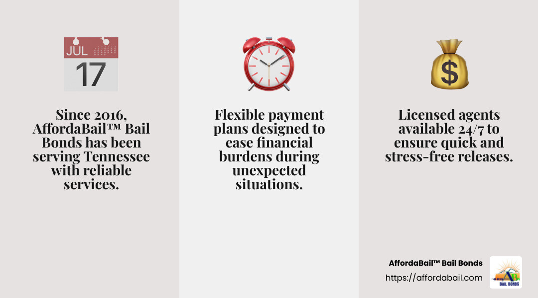 Contact AffordaBail™ for reliable bail bond services - Columbia Bail Bonds infographic 3_facts_emoji_grey