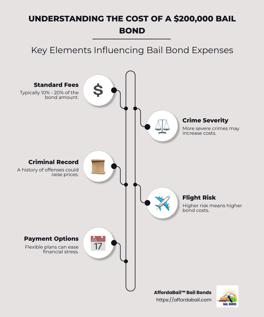 Infographic detailing Tennessee bail bond costs and services provided by AffordaBail™ - how much does a $200 000 bond cost infographic infographic-line-5-steps-neat_beige