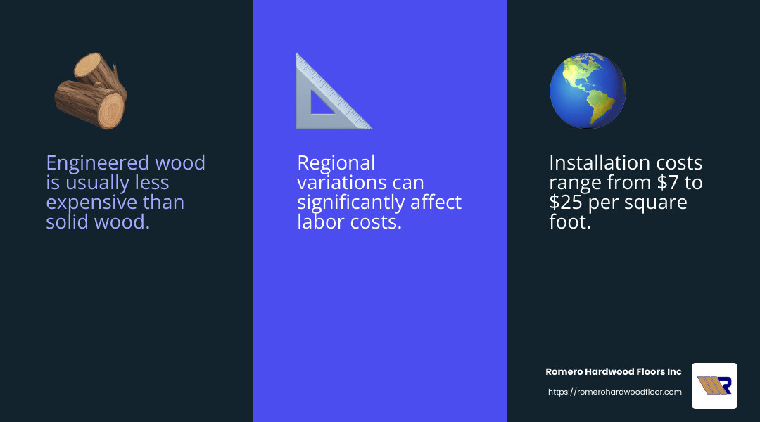 Average cost of hardwood floor installation - Hardwood floor cost estimator infographic 3_facts_emoji_blue