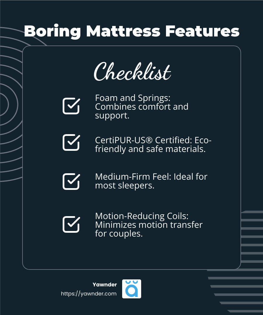 CertiPUR-US® Certified Foam - Tuft & Needle vs. Boring Mattress infographic checklist-dark-blue