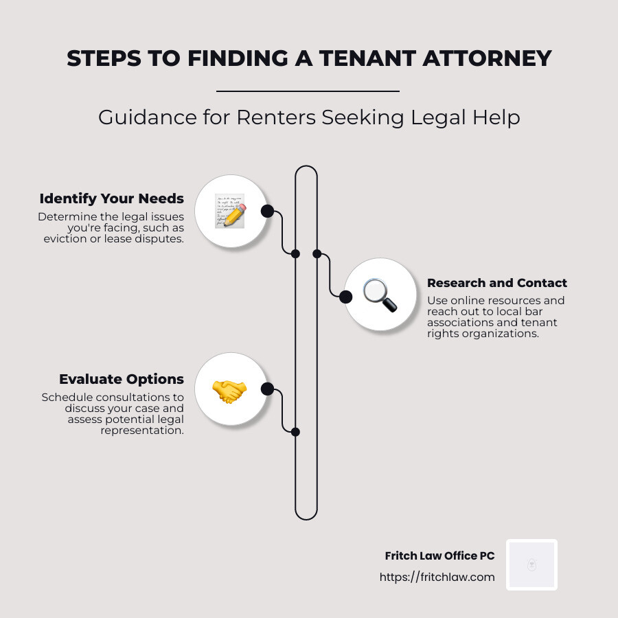 Steps to Find a Tenant Attorney - attorney for tenants near me infographic infographic-line-3-steps-neat_beige