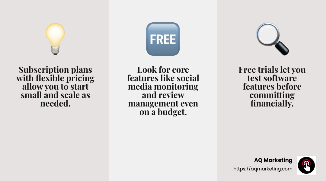 Choosing affordable reputation management software is crucial for small businesses. - affordable reputation management software infographic 3_facts_emoji_grey