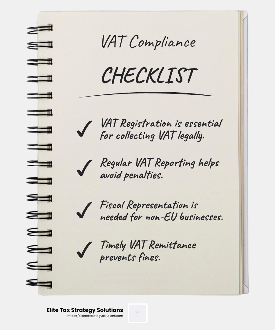 Understanding VAT Compliance - vat compliance services infographic checklist-notebook