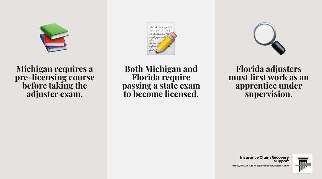 Steps to Becoming a Public Adjuster in Florida - school public adjuster infographic 3_facts_emoji_grey