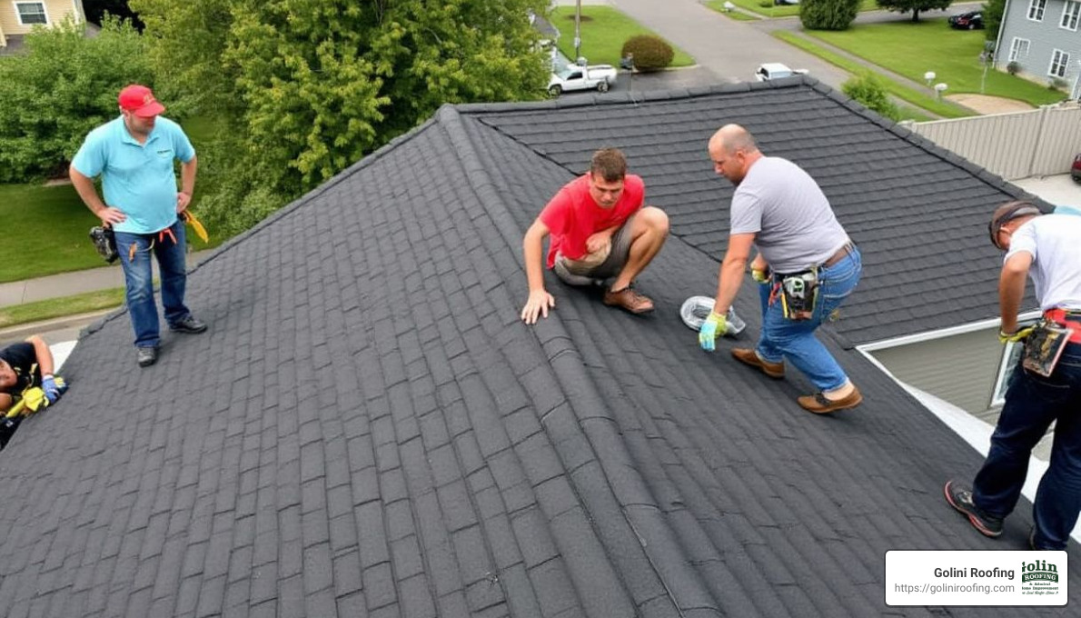Local roofers inspecting a roof - local roofers near me