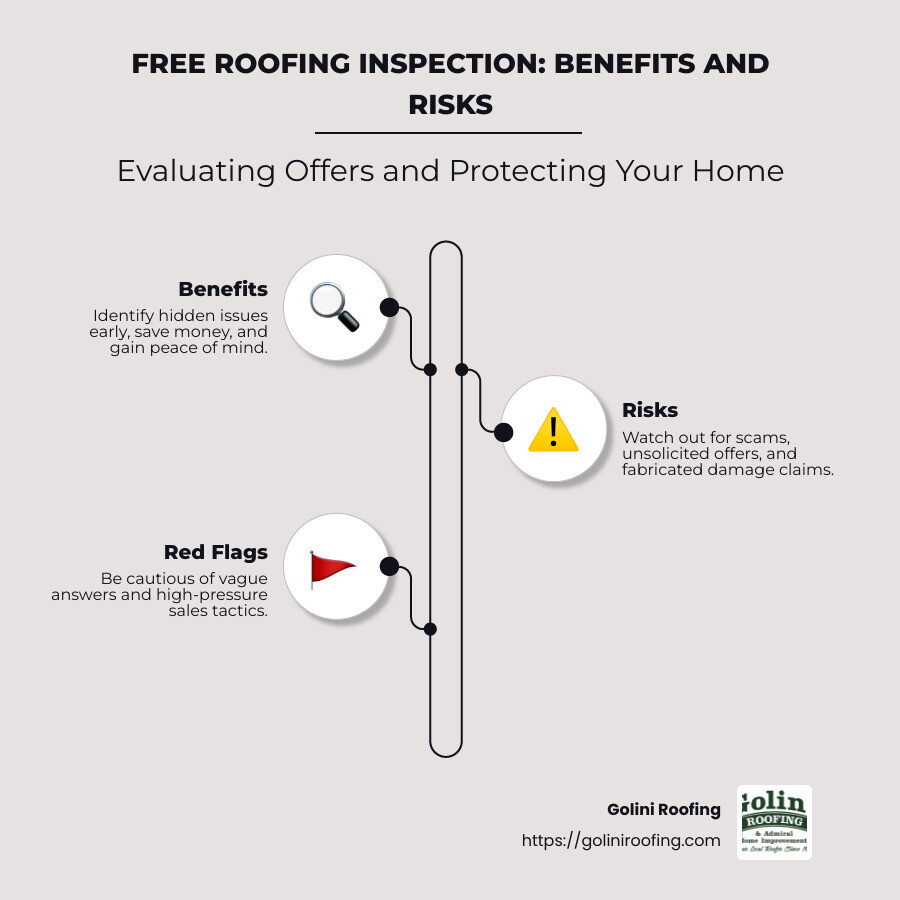 Free Roof Inspection Benefits and Risks Infographic - free roofing inspection infographic infographic-line-3-steps-neat_beige