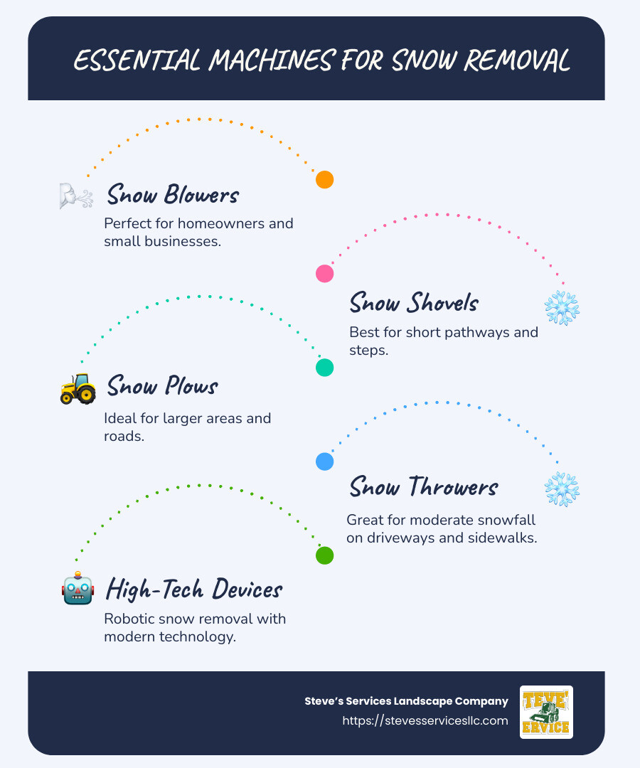 Infographic on Types of Machines to Remove Snow - machine to remove snow infographic infographic-line-5-steps-blues-accent_colors