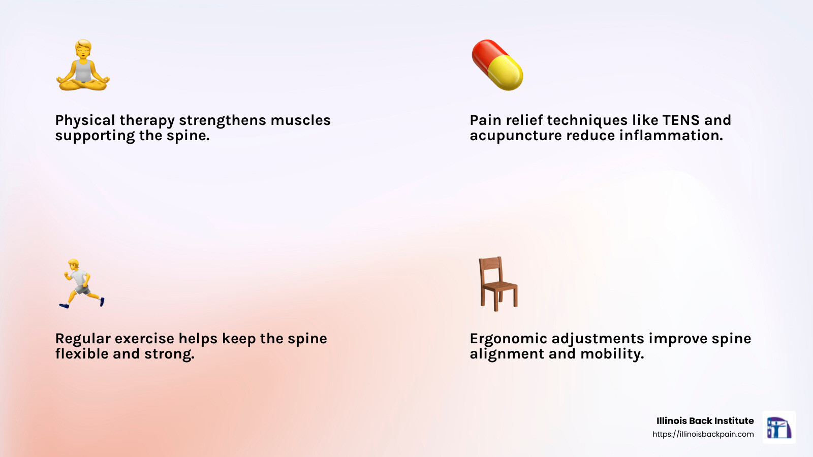Functional Disc Stabilization™ Success - best treatment for degenerative disc disease in lower back infographic 4_facts_emoji_light-gradient