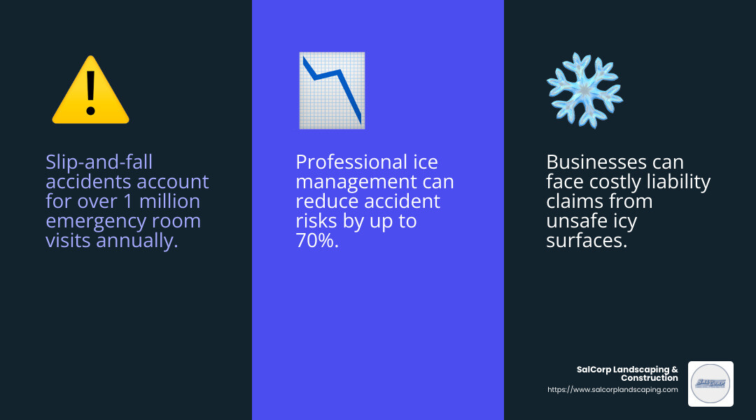 Safety concerns due to ice - commercial ice management contractor infographic 3_facts_emoji_blue