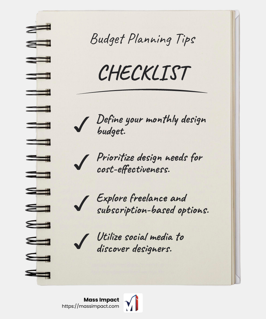 Budget Planning Tips - Affordable graphic design services infographic checklist-notebook Budget Planning Tips - Affordable graphic design services infographic checklist-notebook