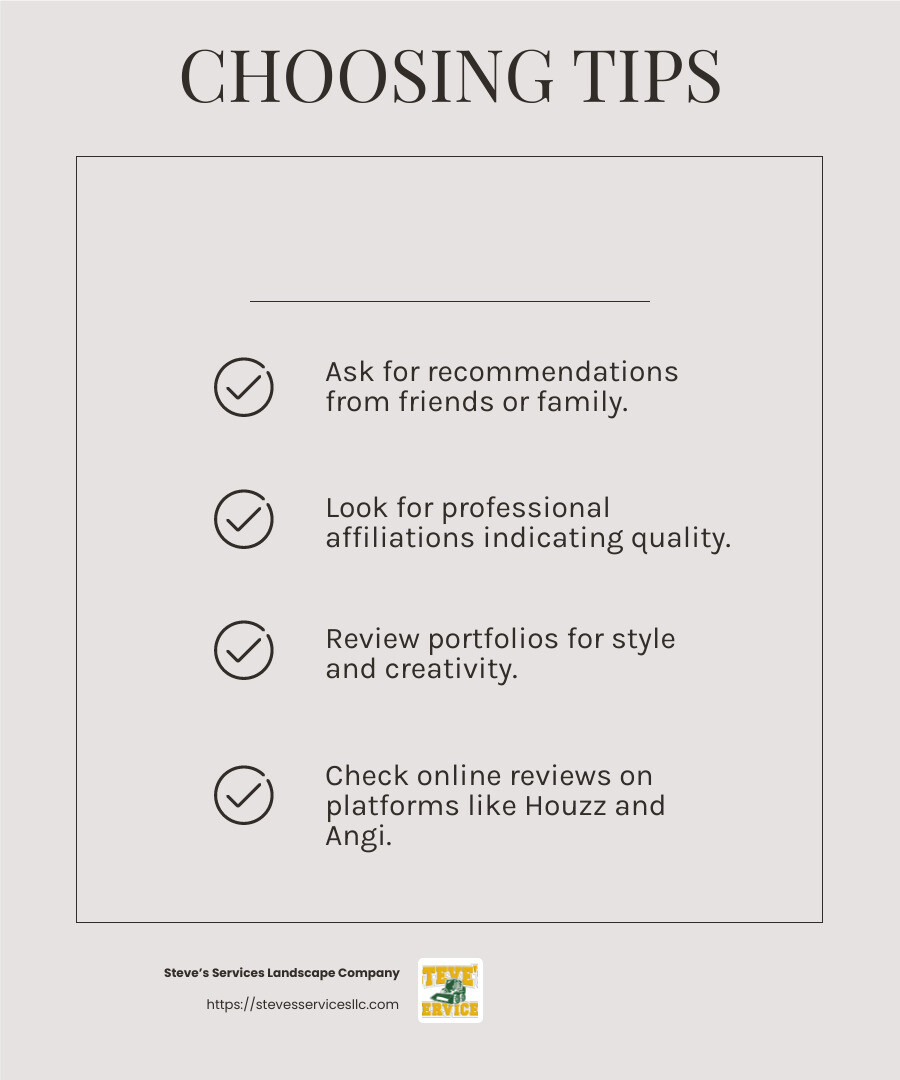 Check Reviews for Insightful Feedback - hardscaping companies near me infographic checklist-light-beige