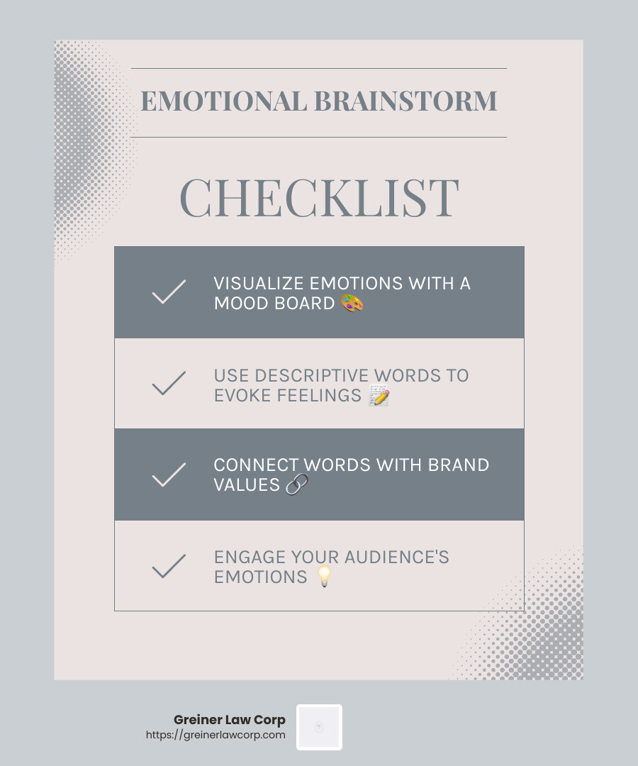 Emotional Brainstorming Tips - business name infographic checklist-light-blue-grey