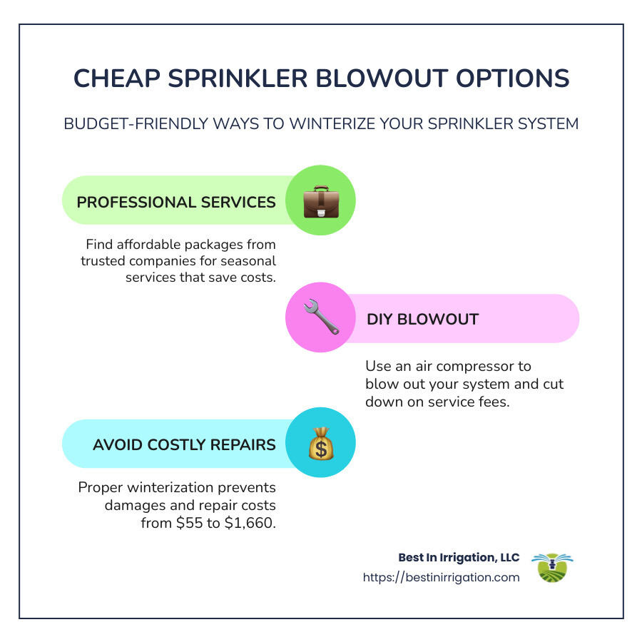 c082cf5230caa9532b065e6f7a6b3dea94b06c30 Save Money on Sprinkler Blowouts: Affordable Options for Every Budget Detailed infographic of cost-saving strategies for sprinkler blowouts including professional and DIY options - cheap sprinkler blowout infographic infographic-line-3-steps-colors
