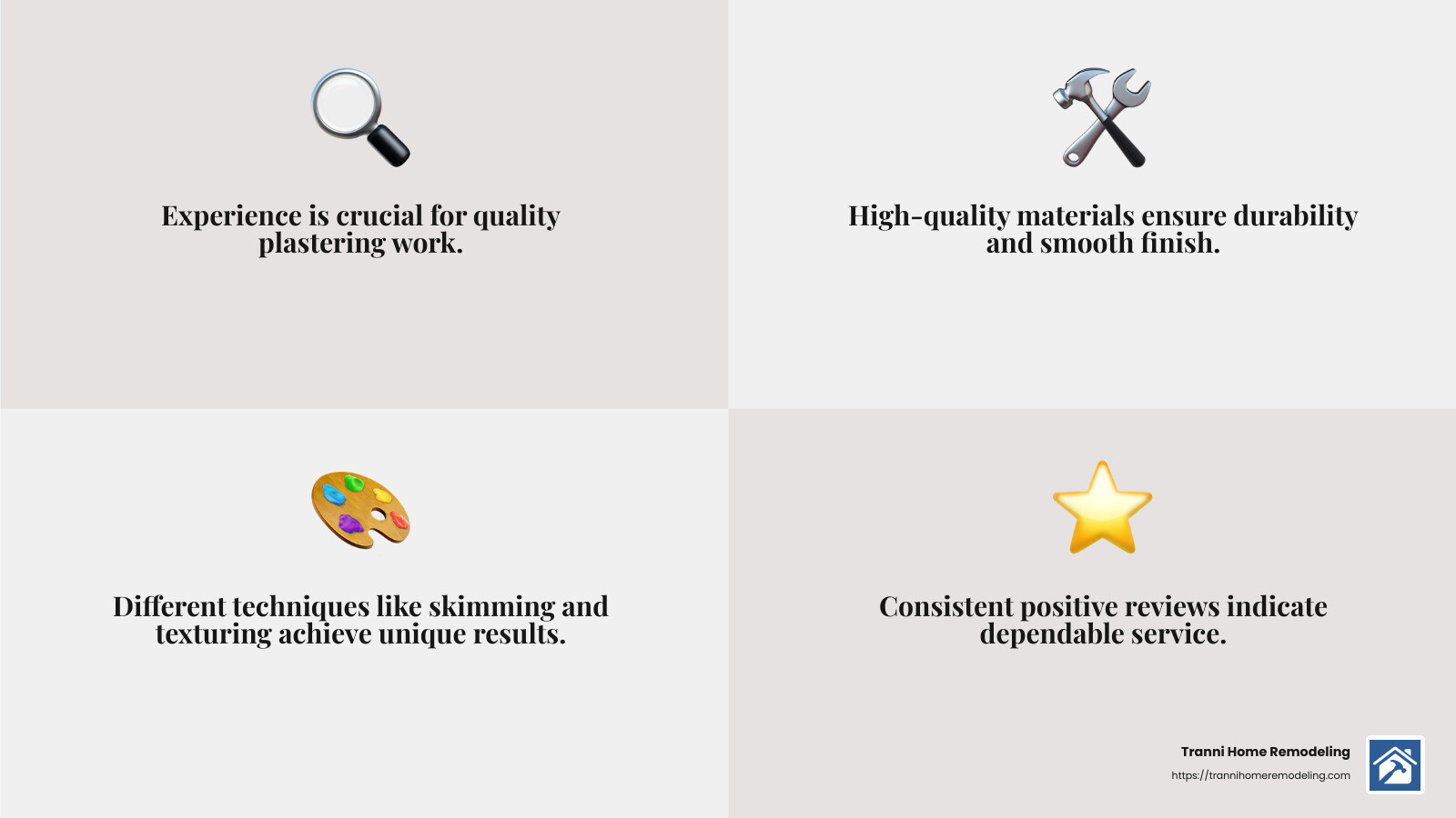 quote about choosing professional plastering services - affordable plastering services infographic 4_facts_emoji_grey
