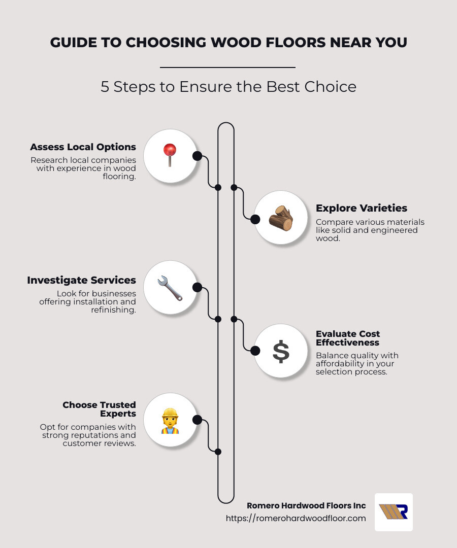 Guide to Choosing Wood Floors Near You - wood floors near me infographic infographic-line-5-steps-neat_beige