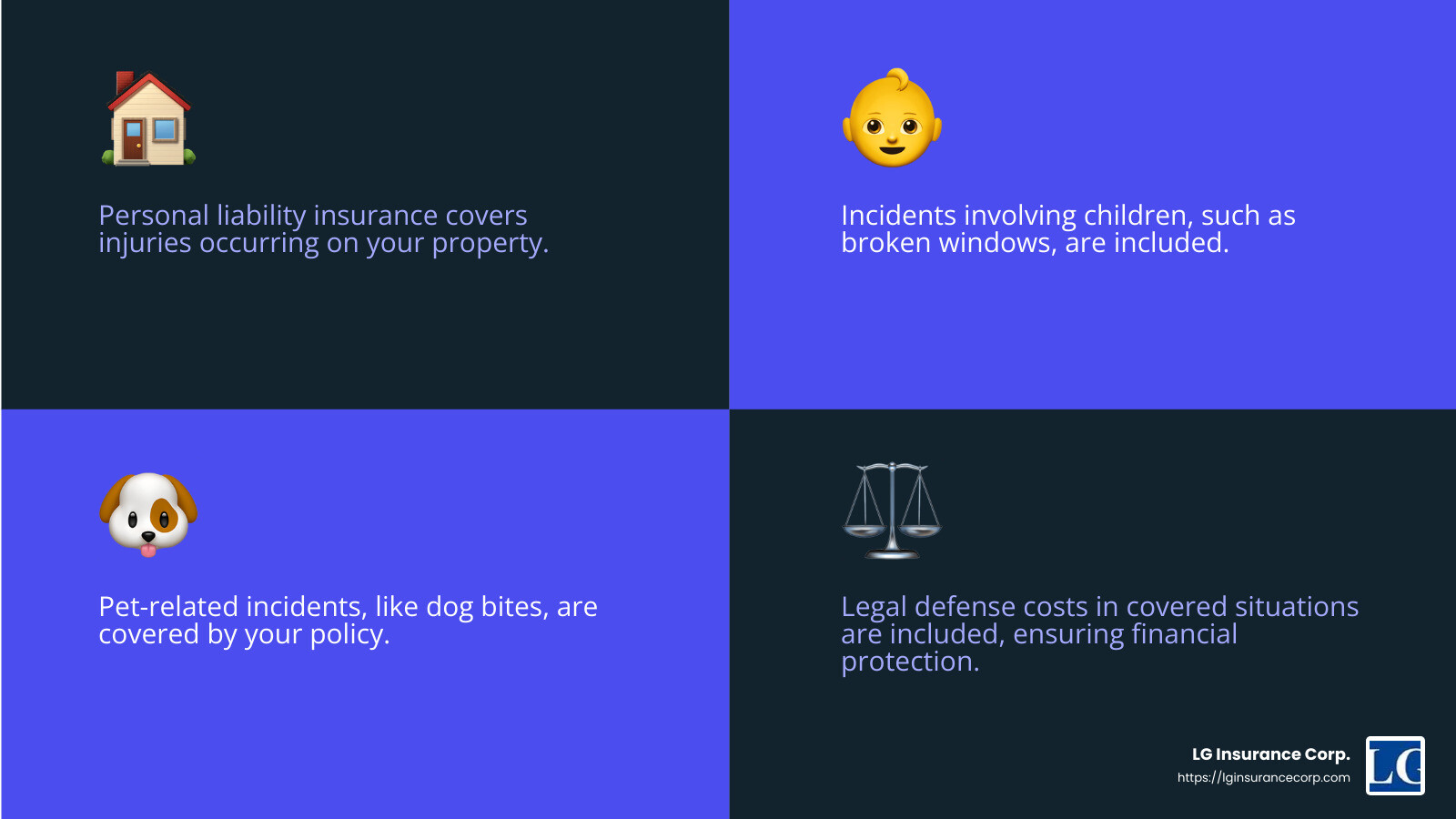 Personal liability insurance offers critical protection against unexpected events. - best personal liability insurance infographic 4_facts_emoji_blue