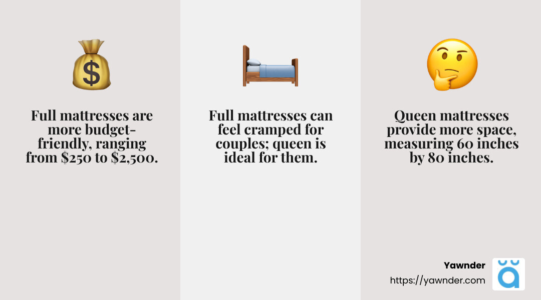 Queen Mattress Pros and Cons - Full vs. Queen Mattress infographic 3_facts_emoji_grey