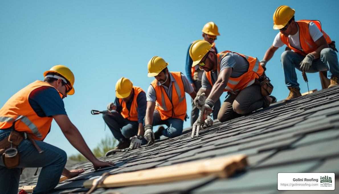 Oak Crest Co. team at work - roofing contractor near me