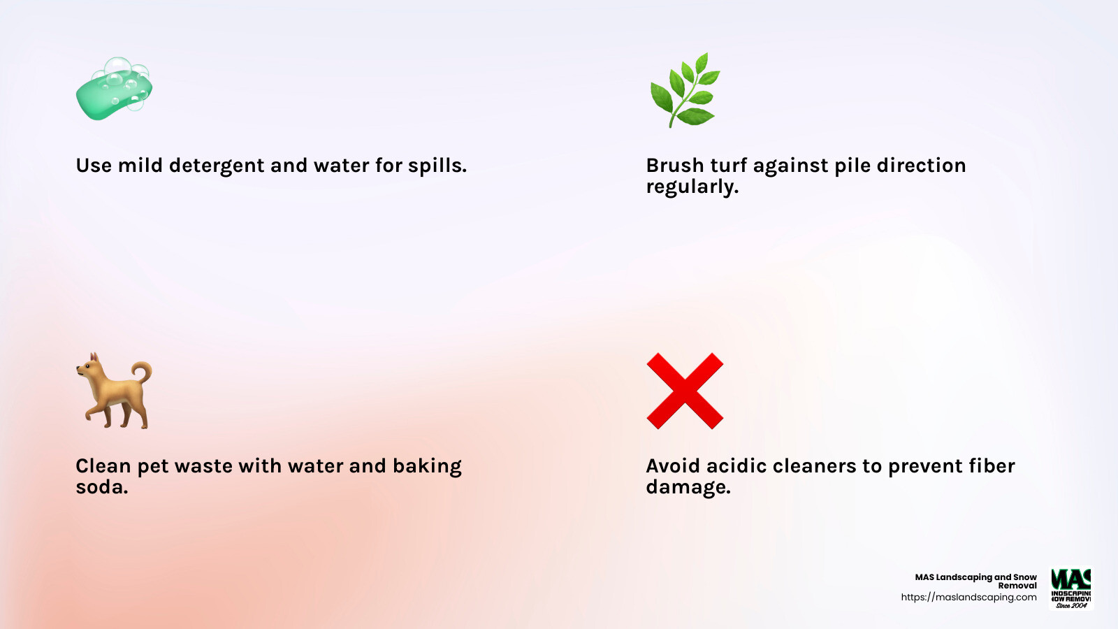 Avoid harsh chemicals for a longer-lasting turf - how to install artificial grass on soil infographic 4_facts_emoji_light-gradient
