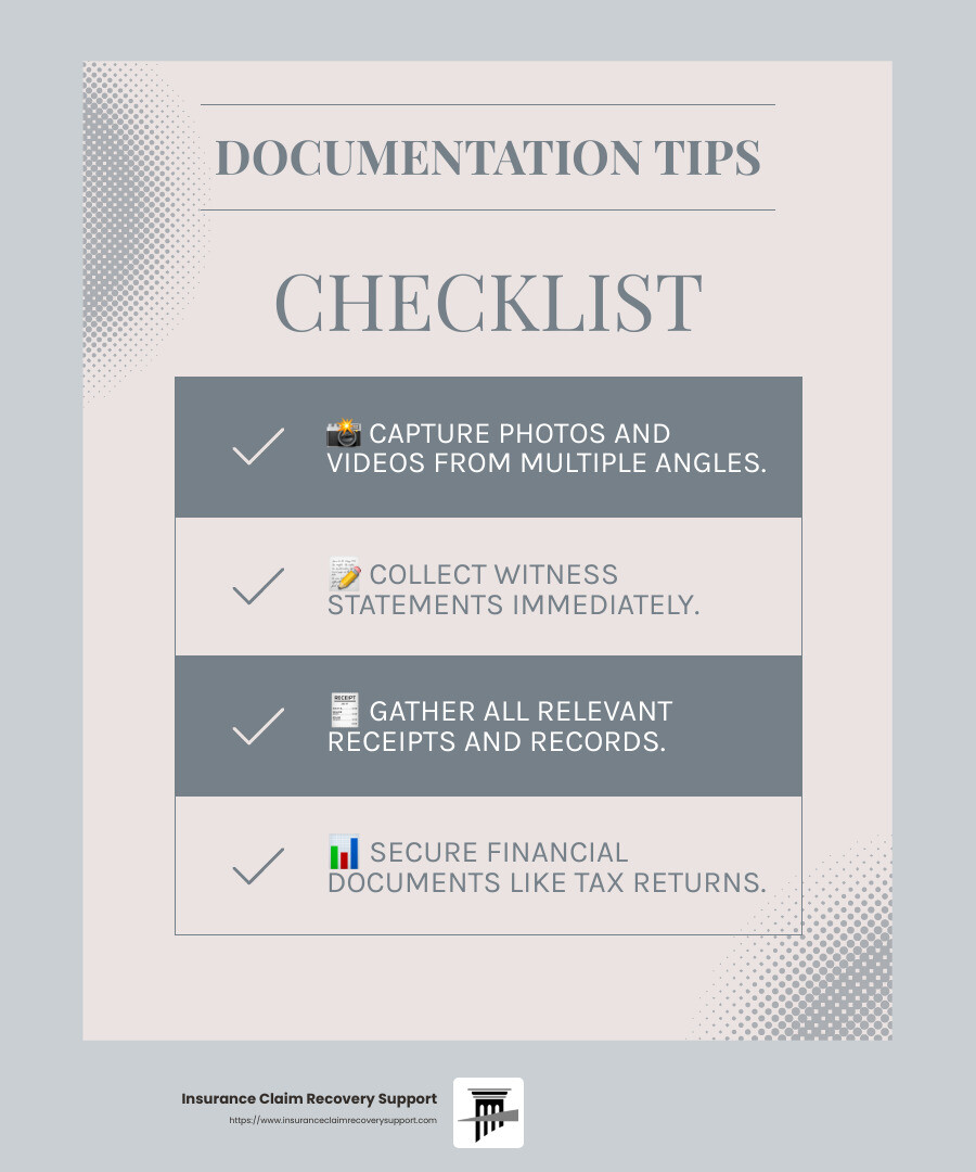 Document Everything Infographic - commercial property claims infographic checklist-light-blue-grey