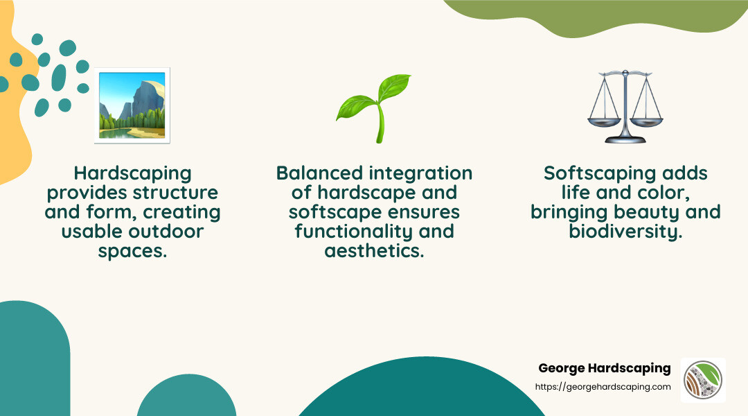 Understanding the Balance Between Hardscaping and Softscaping - hardscape landscapers infographic 3_facts_emoji_nature