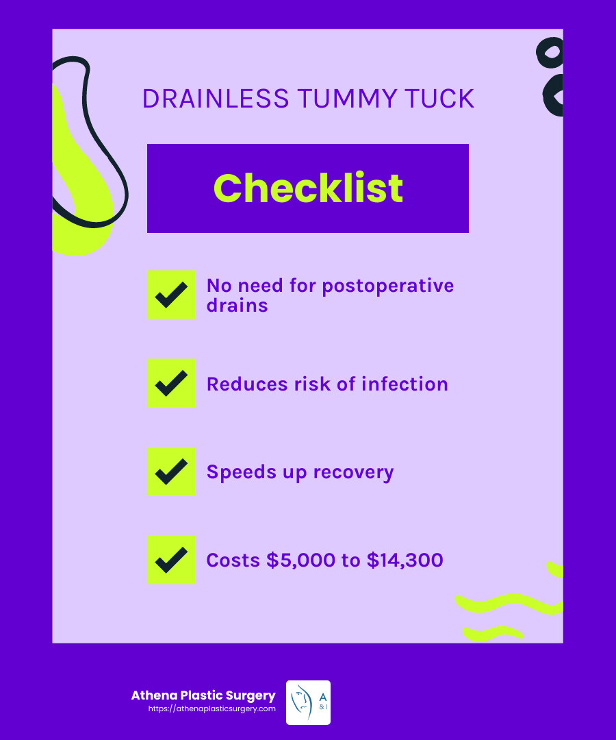 Benefits of a Drainless Tummy Tuck - tummy tuck cost infographic checklist-fun-neon Benefits of a Drainless Tummy Tuck - tummy tuck cost infographic checklist-fun-neon