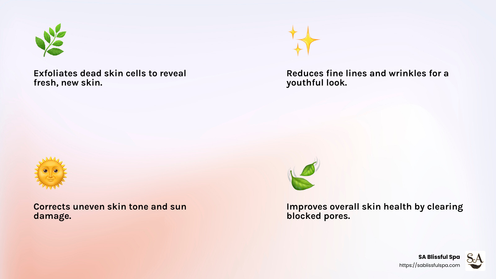 Chemical peels can refresh your skin by exfoliating dead cells and encouraging new growth. - chemical peel facial infographic 4_facts_emoji_light-gradient