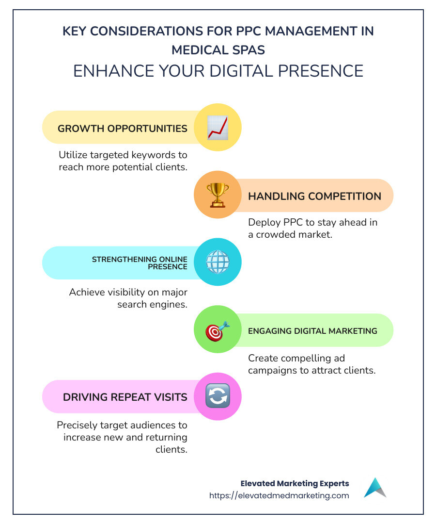 PPC Management Strategies Infographic - ppc management for medical spas infographic infographic-line-5-steps-colors