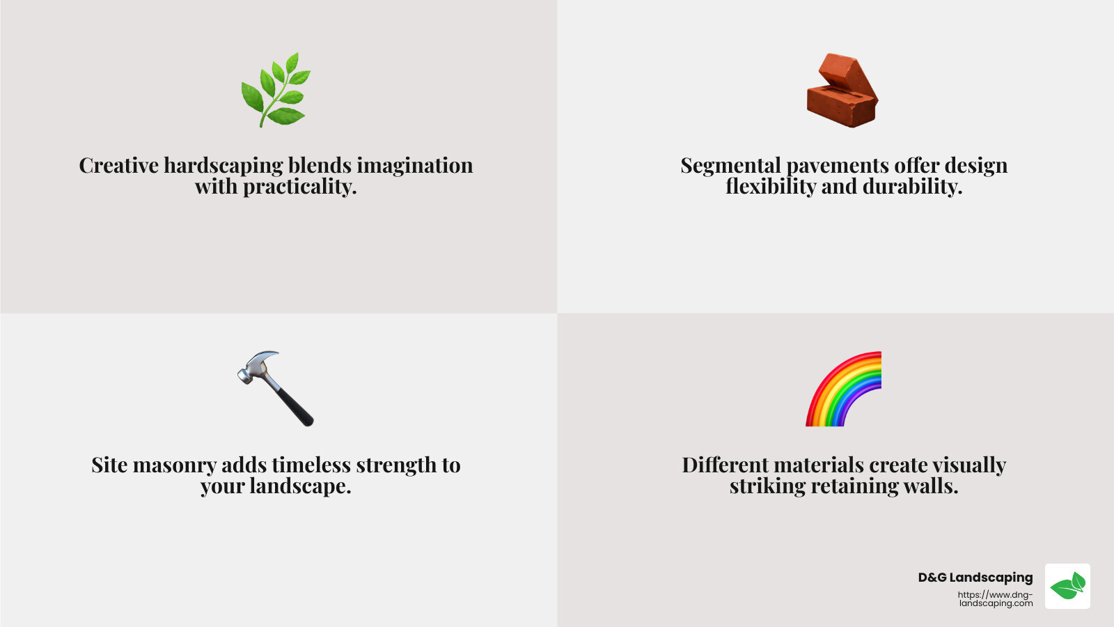 Quote on Hardscaping Design - creative hardscape company infographic 4_facts_emoji_grey