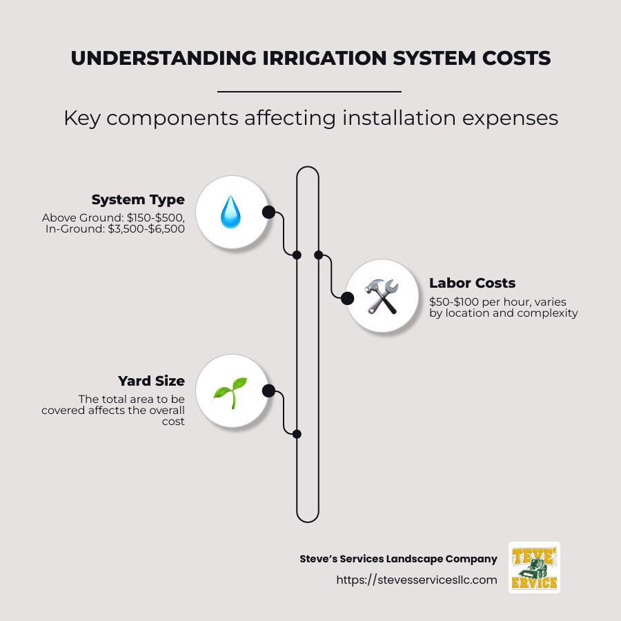 Cost estimation and benefits of irrigation systems infographic - how much to install irrigation system infographic infographic-line-3-steps-neat_beige