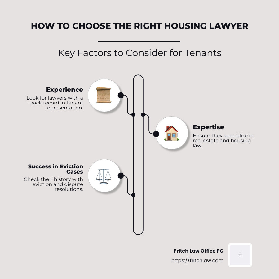 Infographic explaining tenant rights and how housing lawyers assist tenants with legal representation and housing disputes - housing lawyers for tenants infographic infographic-line-3-steps-neat_beige