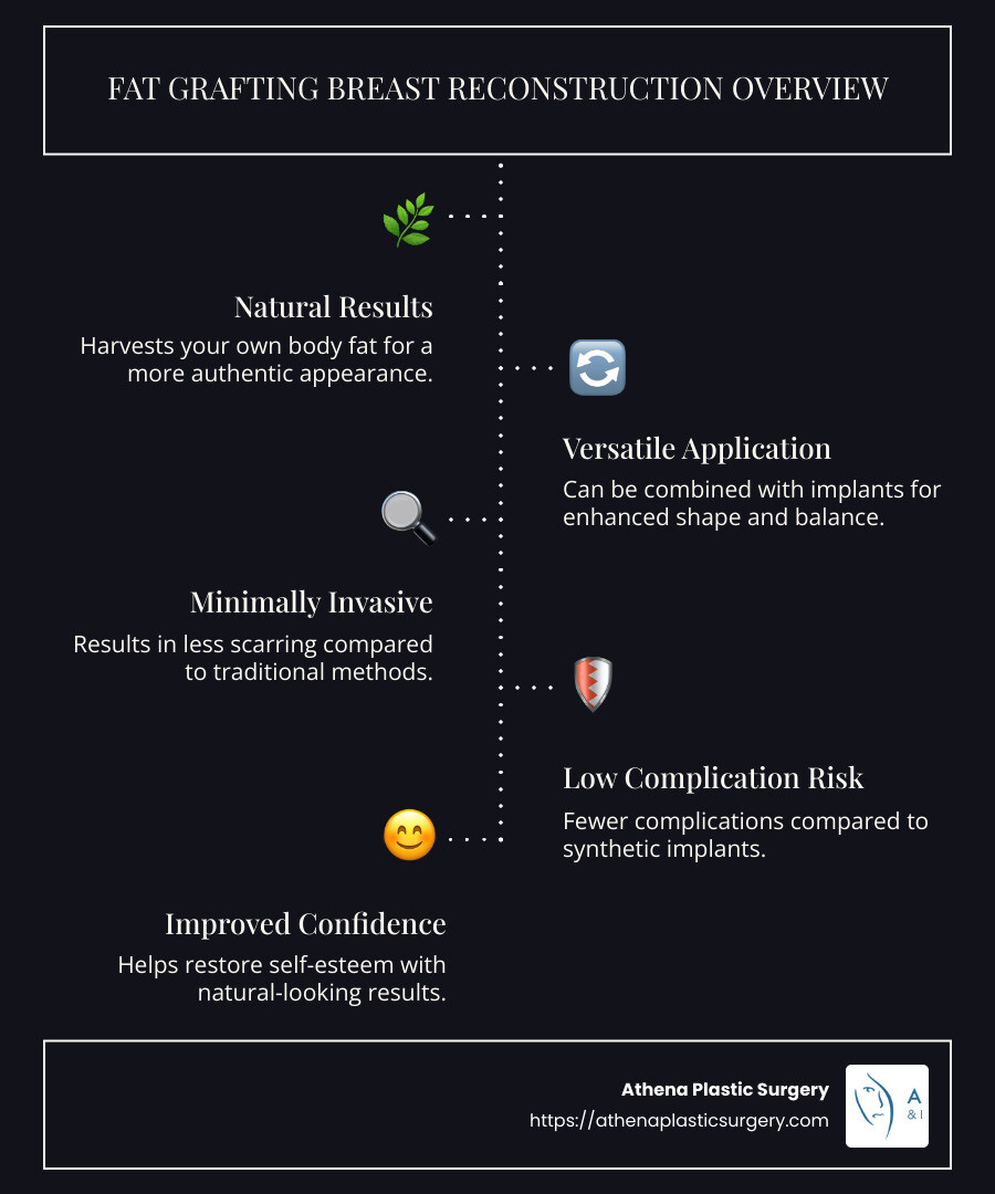 Infographic explaining fat grafting benefits and risks - fat grafting breast reconstruction infographic infographic-line-5-steps-dark