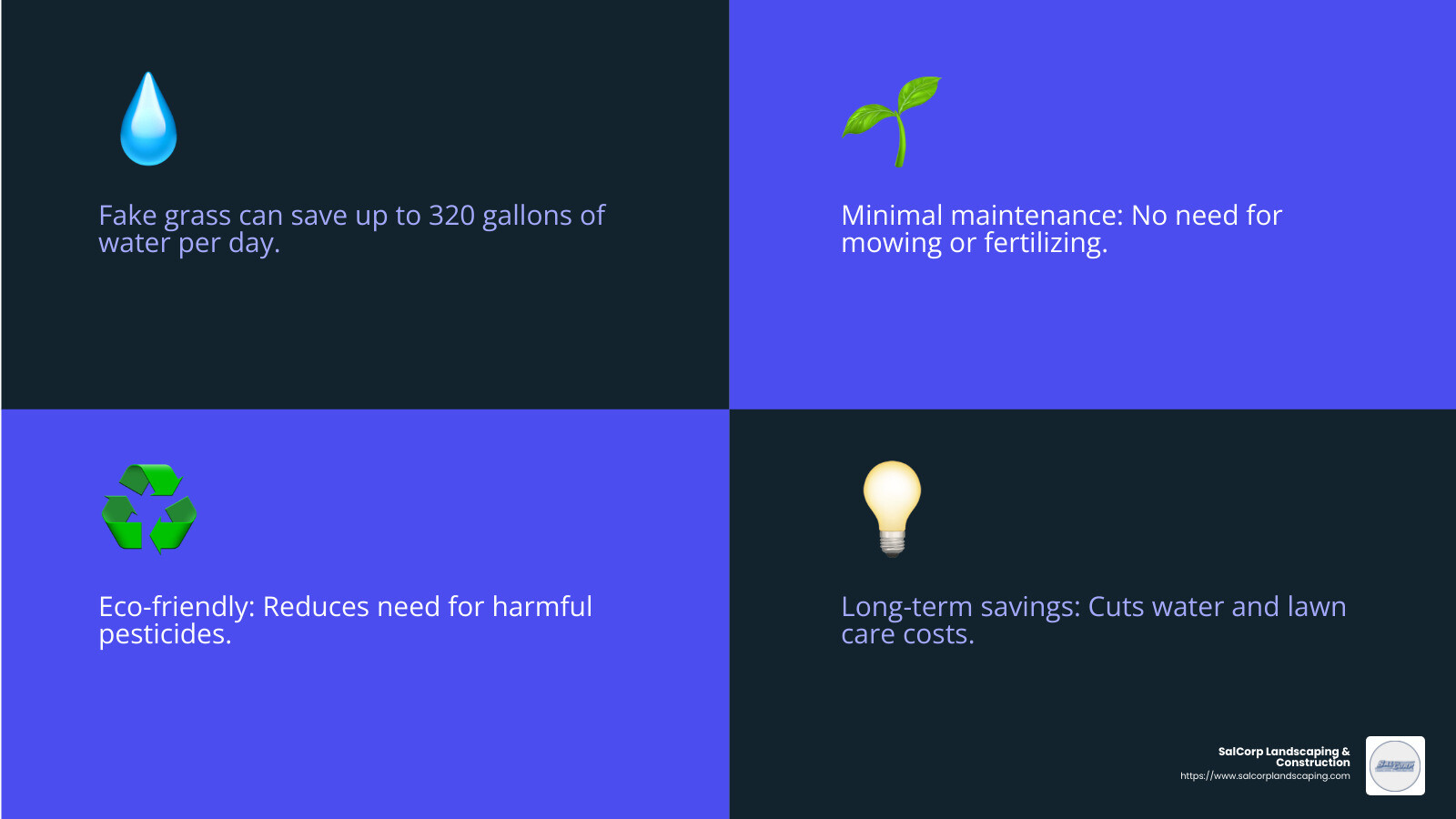Artificial grass benefits infographic - fake grass fitters near me infographic 4_facts_emoji_blue